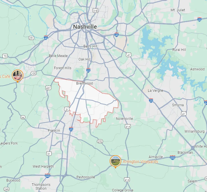 Map of Brentwood TN